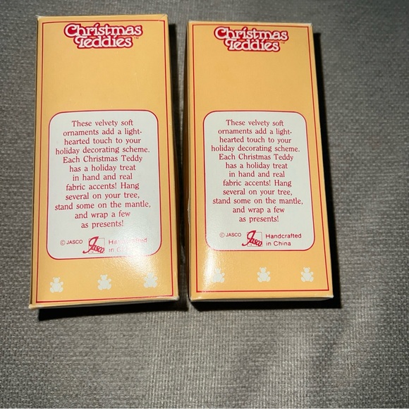 Set Of Vintage Jasco Christmas Teddies Velvety Soft Flocked Bear Ornaments New - Picture 5 of 5